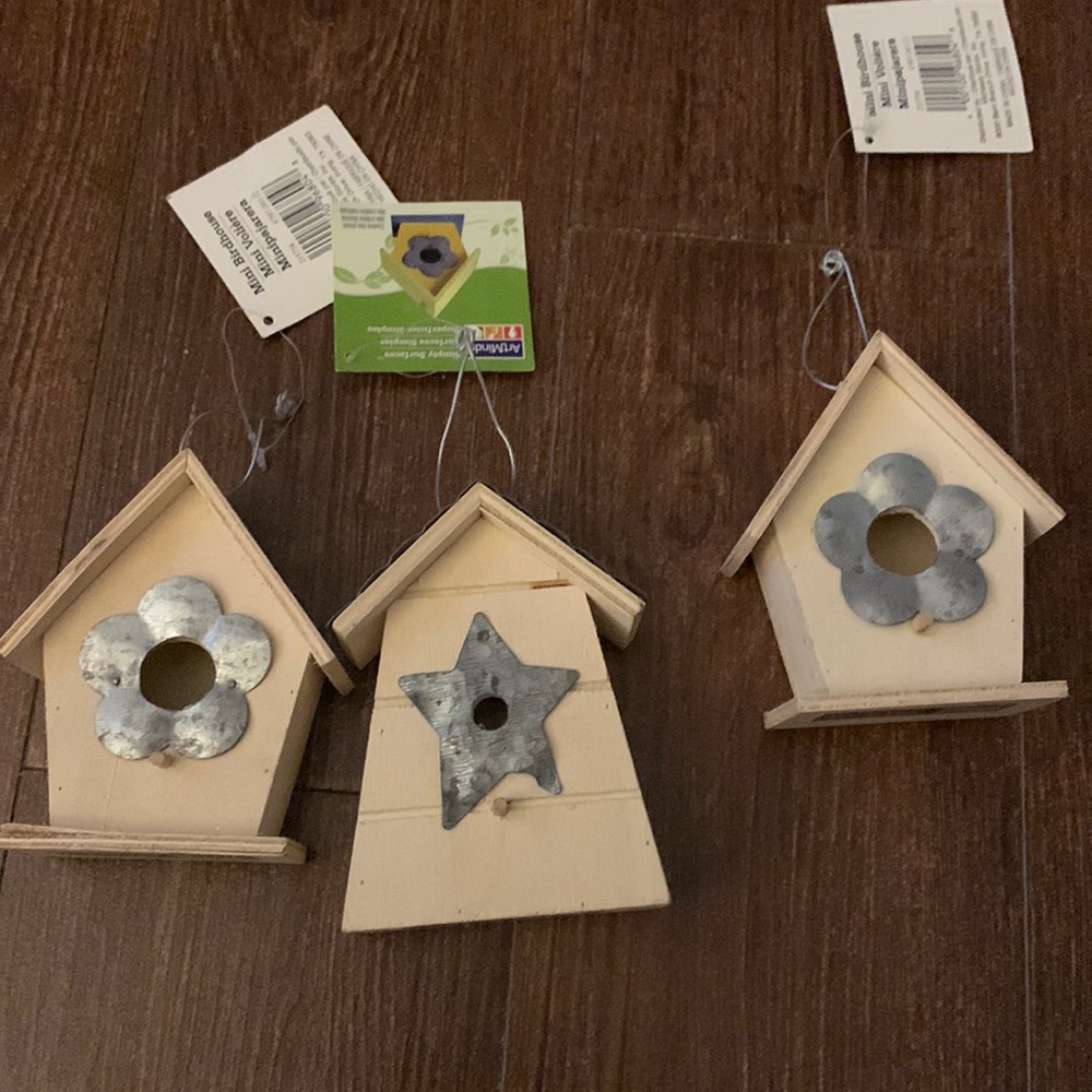 Lot of 3 Wood Mini birdhouses